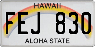 HI license plate FEJ830