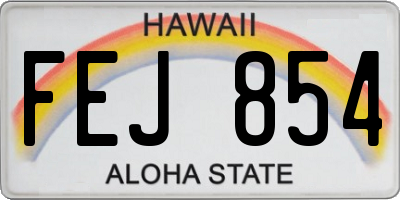 HI license plate FEJ854