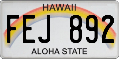HI license plate FEJ892