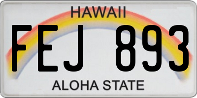 HI license plate FEJ893