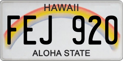 HI license plate FEJ920