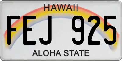 HI license plate FEJ925