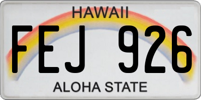 HI license plate FEJ926