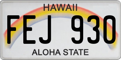 HI license plate FEJ930