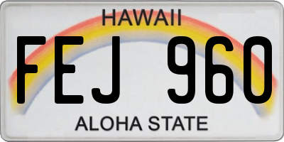 HI license plate FEJ960