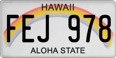 HI license plate FEJ978