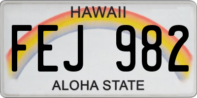 HI license plate FEJ982