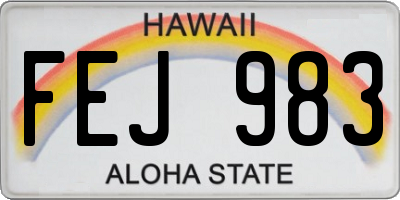 HI license plate FEJ983