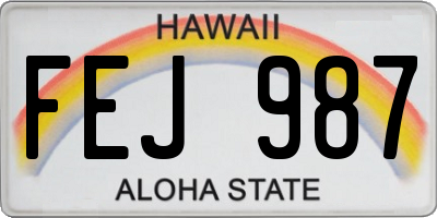 HI license plate FEJ987