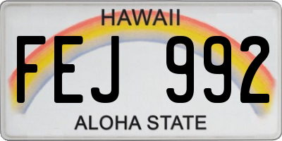 HI license plate FEJ992