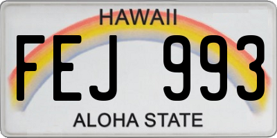 HI license plate FEJ993