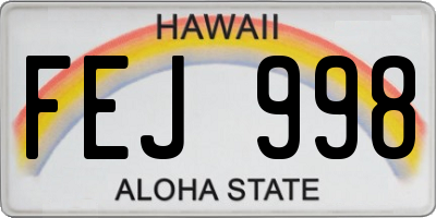 HI license plate FEJ998