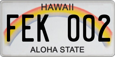 HI license plate FEK002