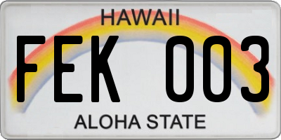 HI license plate FEK003