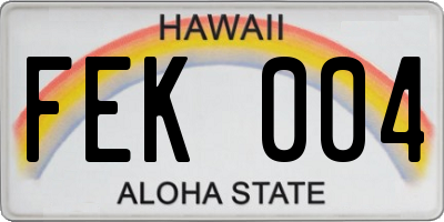 HI license plate FEK004