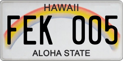 HI license plate FEK005