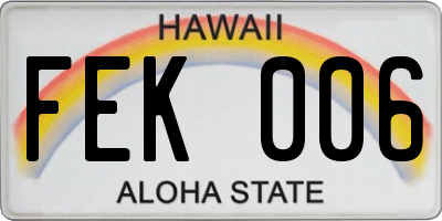 HI license plate FEK006