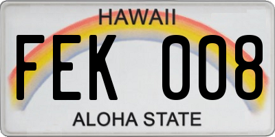 HI license plate FEK008