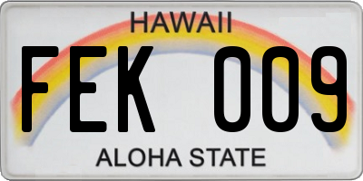 HI license plate FEK009