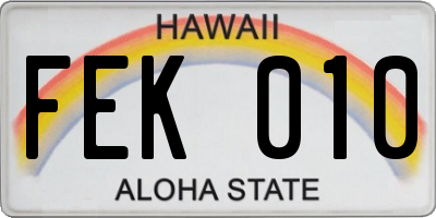 HI license plate FEK010