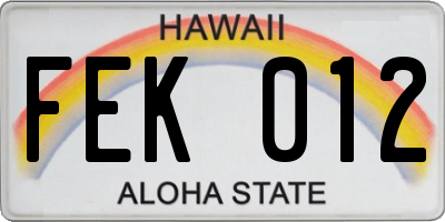 HI license plate FEK012