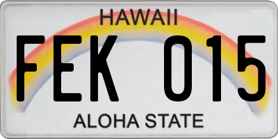 HI license plate FEK015