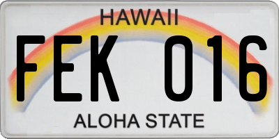 HI license plate FEK016
