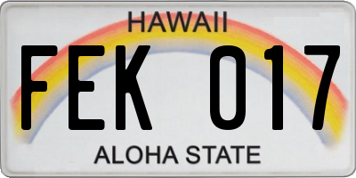 HI license plate FEK017