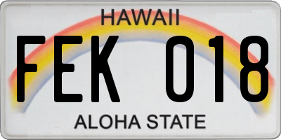 HI license plate FEK018