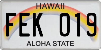 HI license plate FEK019