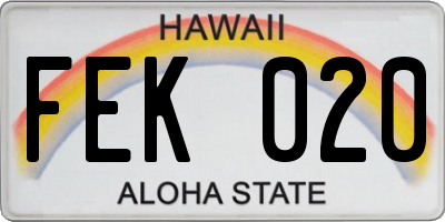HI license plate FEK020