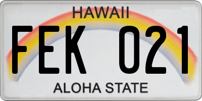 HI license plate FEK021