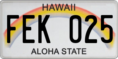 HI license plate FEK025
