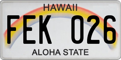 HI license plate FEK026