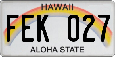 HI license plate FEK027