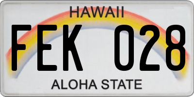 HI license plate FEK028