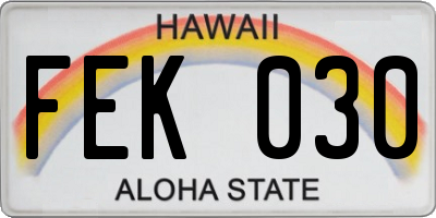 HI license plate FEK030