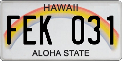 HI license plate FEK031