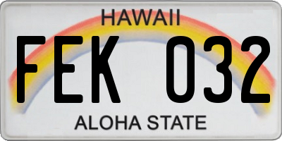 HI license plate FEK032