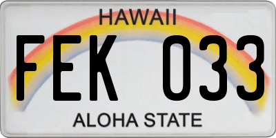 HI license plate FEK033