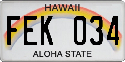 HI license plate FEK034