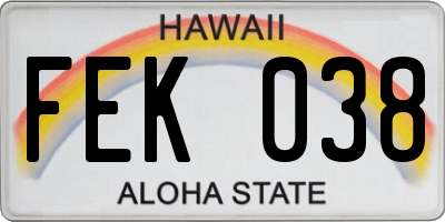 HI license plate FEK038