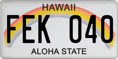 HI license plate FEK040