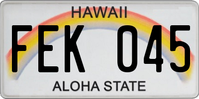 HI license plate FEK045