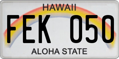 HI license plate FEK050