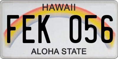 HI license plate FEK056