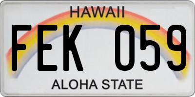 HI license plate FEK059