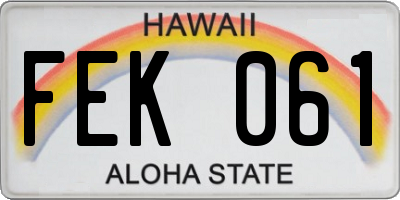 HI license plate FEK061
