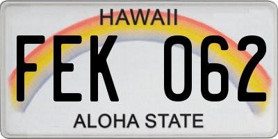HI license plate FEK062