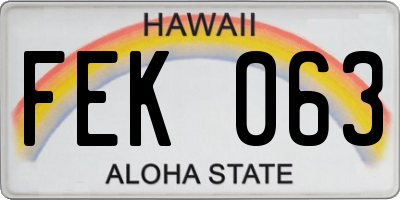 HI license plate FEK063